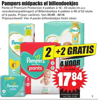 Dirk Pampers midpacks of billendoekjes aanbieding