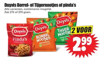 Dirk Duyvis Borrel- of Tijgernootjes of pinda's 275 of 370 gram aanbieding