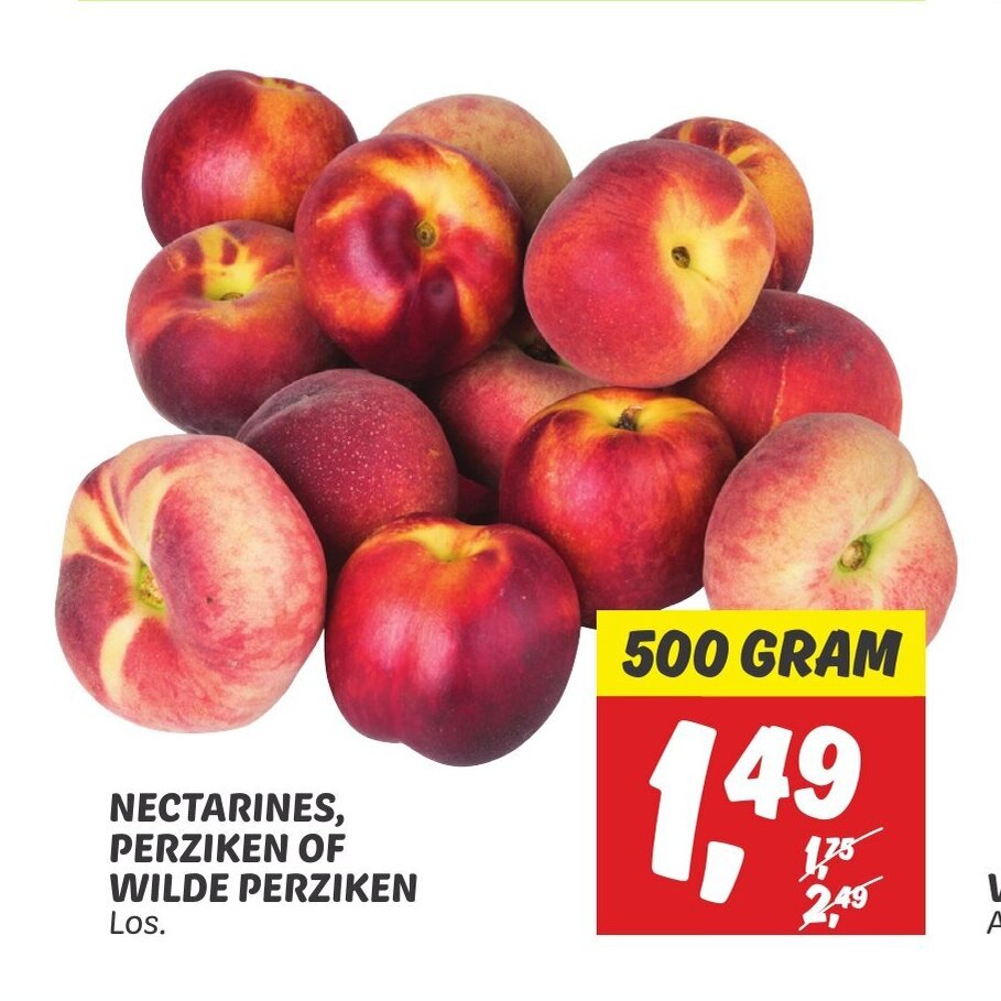 NECTARINES, PERZIKEN OF WILDE PERZIKEN Los. 500 GRAM aanbieding bij Dekamarkt
