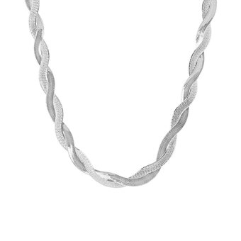 Bol.com Lucardi dames ketting gedraaid - echt zilver - ketting - cadeau - 42 cm - zilverkleurig aanbieding