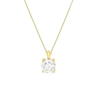 Bol.com Lucardi dames ketting met hanger zirkonia - 9 karaat - ketting - cadeau - 45 cm - geelgoud aanbieding