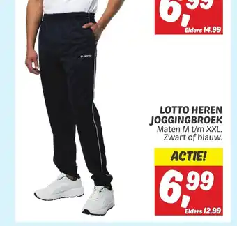 Dekamarkt LOTTO HEREN JOGGINGBROEK Maten M t/m XXL. Zwart of blauw. aanbieding