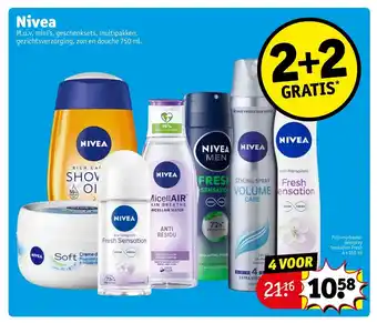 Kruidvat Nivea M.u.v. mini's, geschenksets, multipakken, gezichtsverzorging, zon en douche 750 ml. aanbieding