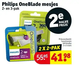 Kruidvat Philips OneBlade mesjes 2- en 3-pak aanbieding