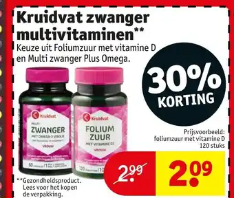 Kruidvat Kruidvat zwanger multivitaminen** foliumzuur met vitamine D 120 stuks aanbieding