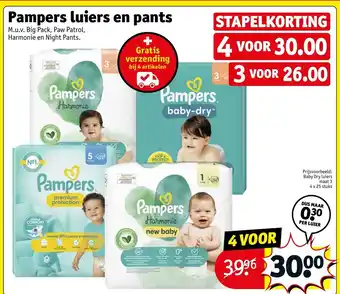 Kruidvat Pampers luiers en pants 4 voor aanbieding