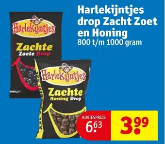 Kruidvat Harlekijntjes drop Zacht Zoet en Honing 800 t/m 1000 gram aanbieding