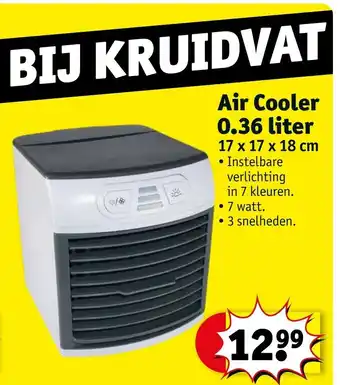 Kruidvat Air Cooler 0.36 liter 17 x 17 x 18 cm ● Instelbare verlichting in 7 kleuren. aanbieding