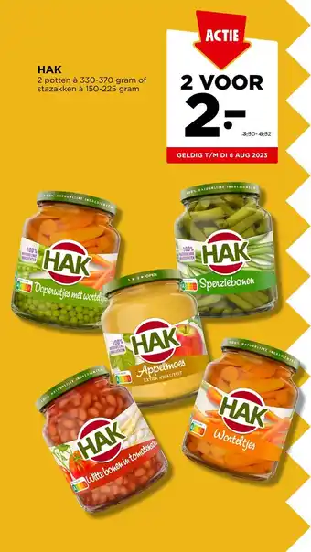 Jumbo HAK 2 potten à 330-370 gram of stazakken à 150-225 gram aanbieding