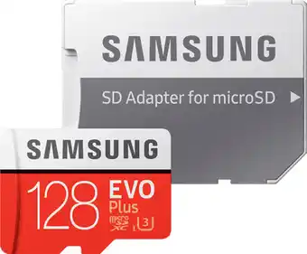 Coolblue Samsung microSDXC EVO+ 128 GB 100MB/s CL 10 + SD adapter aanbieding