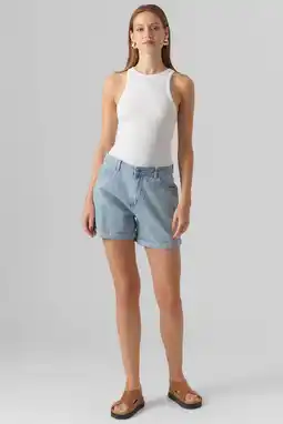 Wehkamp Vero moda high waist loose fit denim short vmzuri light blue denim aanbieding