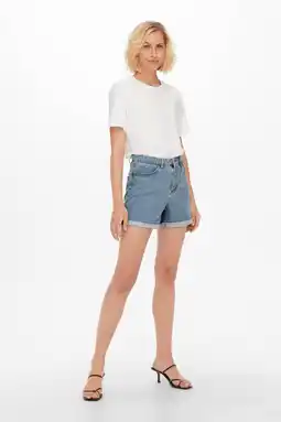 Wehkamp Only high waist mom short onlvega light blue denim aanbieding