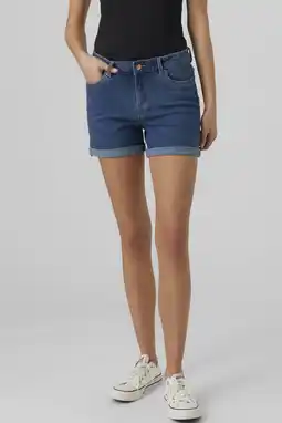 Wehkamp Vero moda slim fit denim short vmluna dark blue denim aanbieding