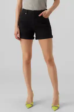 Wehkamp Vero moda high waist loose fit denim short vmzuri black denim aanbieding