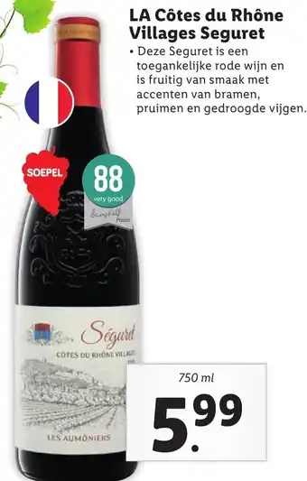 Lidl LA Cote du Rhone Villages Seguret 750ml aanbieding