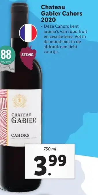 Lidl Chateau Gabier Cahors 2020 750ml aanbieding