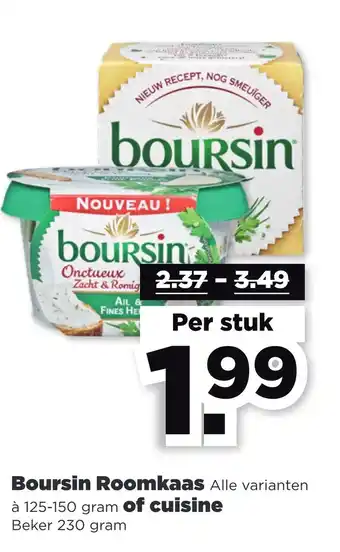 PLUS Boursin roomkaas alle varianten à 125-150 gram of cuisine aanbieding