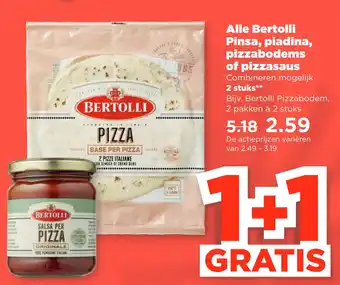 PLUS Alle bertolli pinsa, piadina, pizzabodems of pizzasaus aanbieding