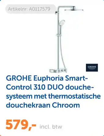Warmteservice GROHE Euphoria Smart- Control 310 DUO douche- systeem met thermostatische douchekraan Chroom aanbieding