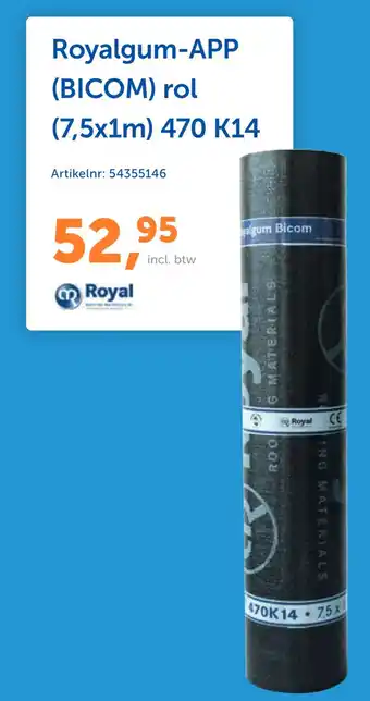 Warmteservice Royalgum-APP (BICOM) rol (7,5x1m) 470 K14 aanbieding