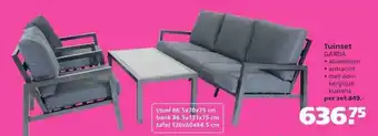 Ranzijn Tuinset Garda : Stoel 86.5x70x75 Cm, Bank 86.5x131x75 Cm En Tafel 120x60x44.5 Cm aanbieding