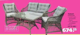 Ranzijn Tuinset Kingston : Bank 74x120x86 Cm, Stoel 74x60x86 Cm En Tafel 105x60x55 Cm aanbieding