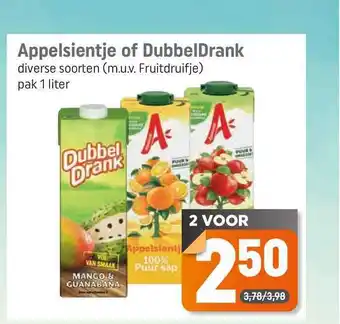 Dagwinkel Appelsientje Of DubbelDrank 1 liter aanbieding