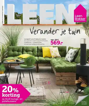 Leen Bakker Loungeset Lucca 3-Delig Incl. Kussens, Palletkussen Lucca Of Sfeerhaard Cognac aanbieding