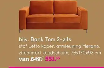 Leen Bakker Bank Tom 2-Zits 76x170x92 Cm aanbieding