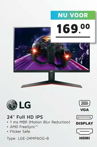 Digitotaal LG Monitor 24" Full HD IPS | LGE-24MP60G-B aanbieding