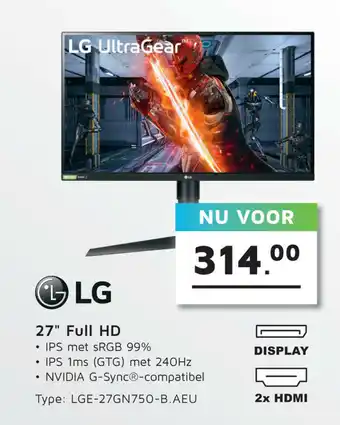 Digitotaal LG Monitor 27" Full HD | LGE-27GN750-B.AEU aanbieding