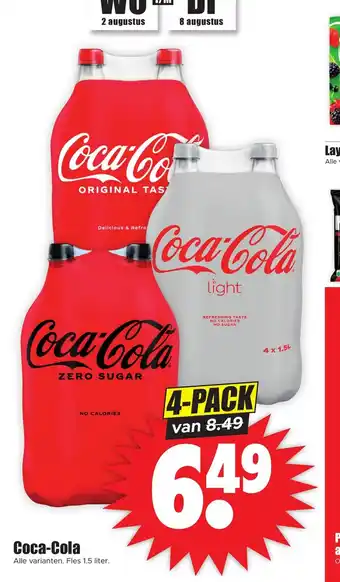 Dirk Coca-Cola Alle varianten. Fles 1.5 liter. 4-PACK aanbieding