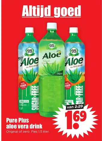 Dirk Pure Plus aloe vera drink Original of zero. Fles 1.5 liter. aanbieding