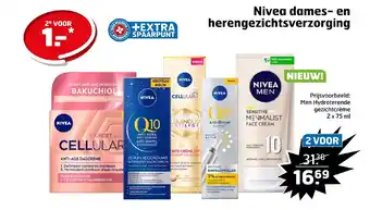 Trekpleister Nivea dames- en herengezichtsverzorging  2x 75ml aanbieding