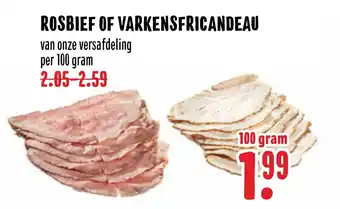 MCD Supermarkt Rosbief Of Varkensfricandeau 100 gram aanbieding