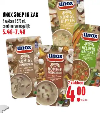 MCD Supermarkt Unox Soep In Zak 570ml aanbieding