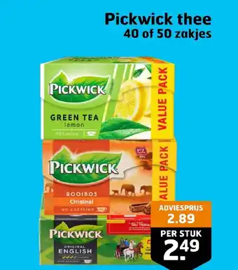 Trekpleister Pickwick thee 40 of 50 zakjes aanbieding