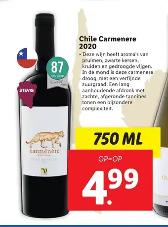 Lidl Chile Carmenere 2020 750 ml aanbieding