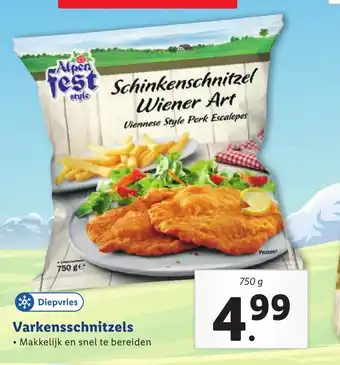 Lidl Varkensschnitzels 750 g aanbieding