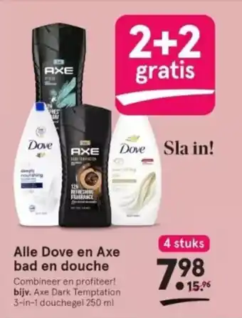 Etos Alle Dove en Axe bad en douche Combineer en profiteer! bijv. Axe Dark Temptation 3-in-1 douchegel 250 ml aanbieding