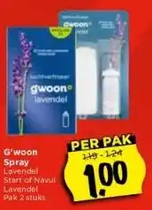 Vomar Voordeelmarkt G'woon spray lavendel start of navul lavendel pak 2 stuks aanbieding