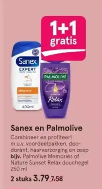 Etos Sanex en Palmolive 2 stuks aanbieding