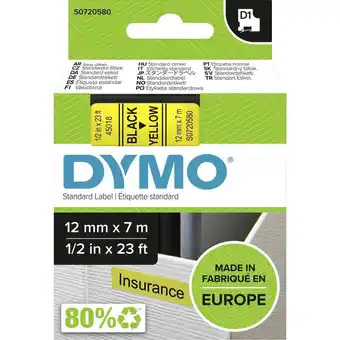 Conrad Dymo 45018 labeltape tapekleur: geel tekstkleur: zwart 12 mm 7 m aanbieding