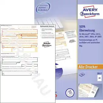 Conrad Avery-zweckform overschrijvingsformulier sepa-überweisung din a4 aantal paginas: 100 2817 aanbieding