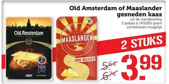 CoopCompact Old Amsterdam of  Maaslander gesneden kaas 2*140-200 gr aanbieding