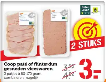 CoopCompact Coop pate of flinterdun gesneden vleeswaren 2*80-170 gr aanbieding