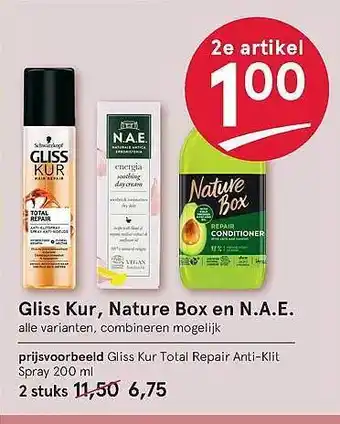 Etos Gliss Kur, Nature Box En N.A.E. aanbieding