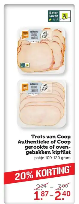 CoopCompact Trots van Coop Auyhentieke of Coop gerookte of oven-gebakken kipfilet 100-120 gr aanbieding