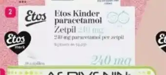 Etos Etos Kinderparacetamol 240 mg Zetpil 10 stuks aanbieding