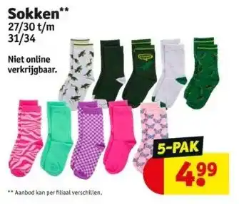 Kruidvat Sokken** 27/30 t/m 31/34 aanbieding